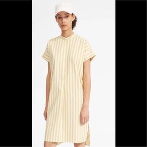 Everlane oversized Cotton yellow and white striped shirt dress size 8